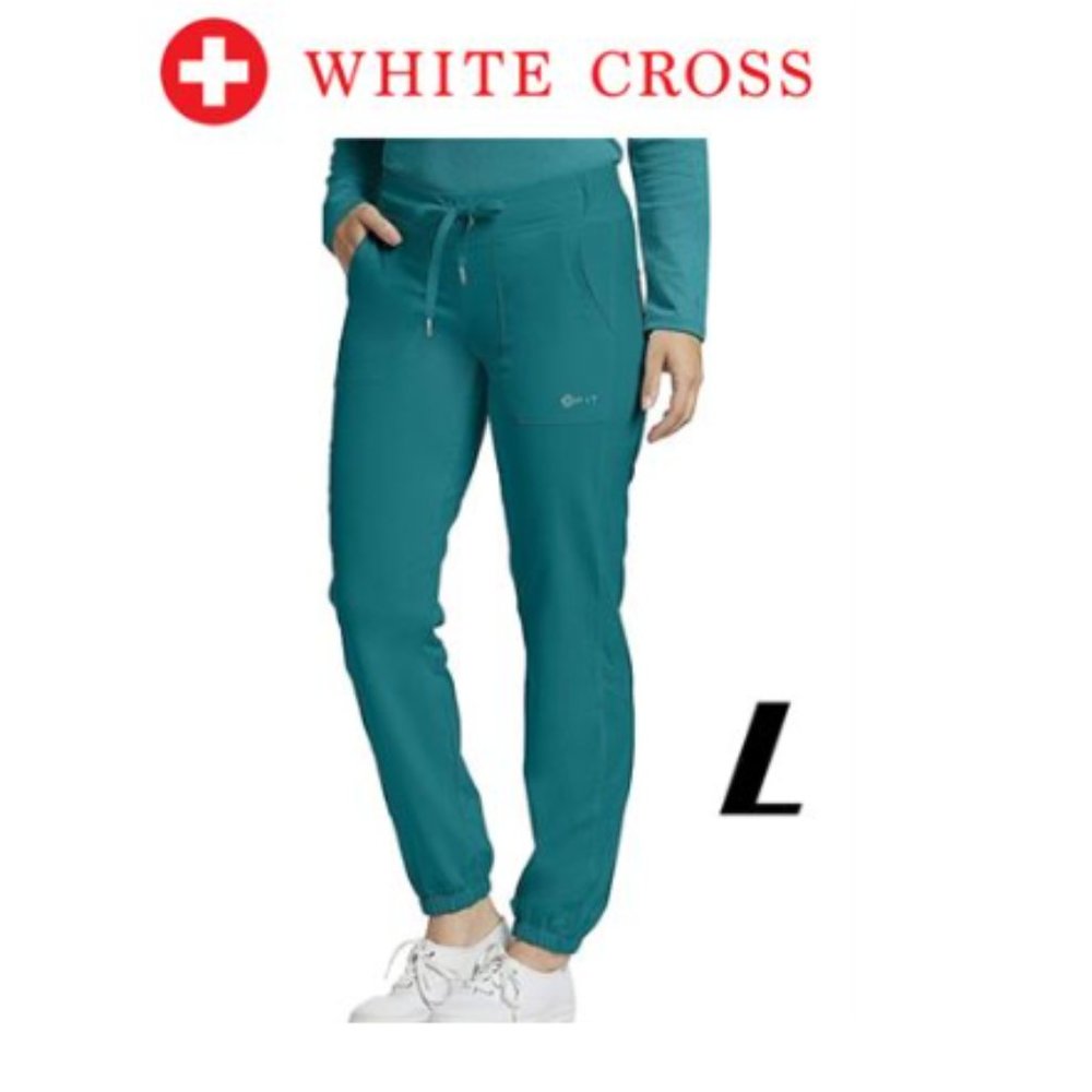 NWT - Mid Rise JOGGER SCRUB PANT Knit waist 2 Zipper cargo Pockets +4 more
